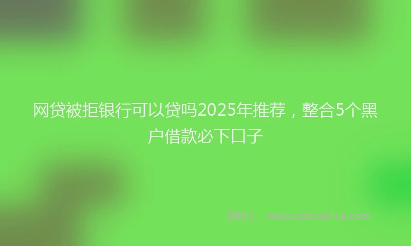 网贷被拒银行可以贷吗2025年推荐，整合5个黑户借款必下口子