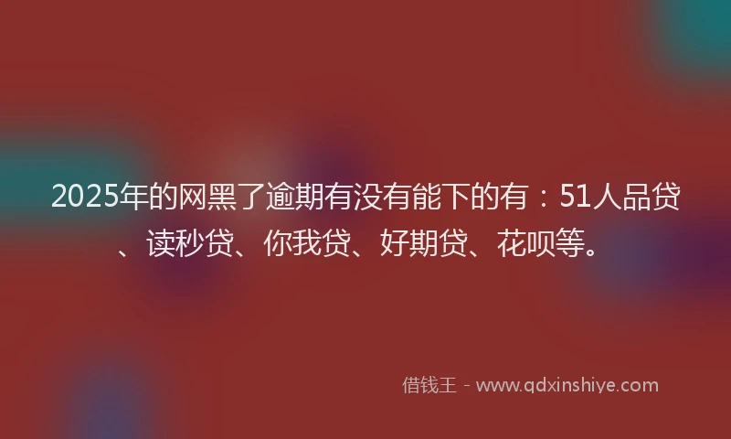 2025年的网黑了逾期有没有能下的有：51人品贷、读秒贷、你我贷、好期贷、花呗等。