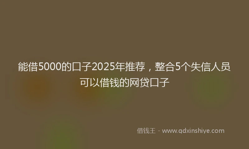 能借5000的口子2025年推荐，整合5个失信人员可以借钱的网贷口子