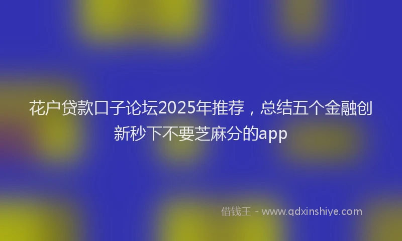 花户贷款口子论坛2025年推荐，总结五个金融创新秒下不要芝麻分的app