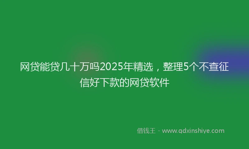 网贷能贷几十万吗2025年精选，整理5个不查征信好下款的网贷软件