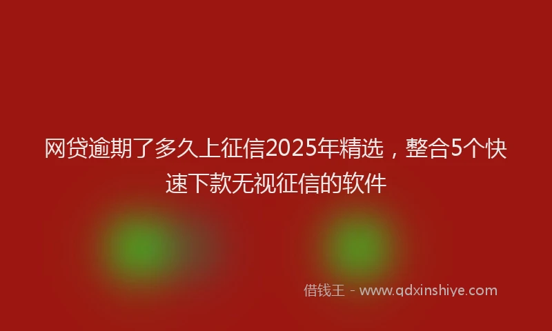 网贷逾期了多久上征信2025年精选，整合5个快速下款无视征信的软件