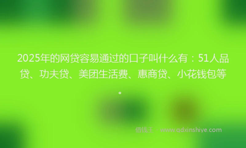 2025年的网贷容易通过的口子叫什么有：51人品贷、功夫贷、美团生活费、惠商贷、小花钱包等。