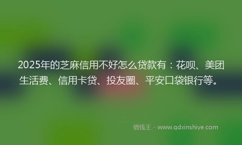 2025年的芝麻信用不好怎么贷款有：花呗、美团生活费、信用卡贷、投友圈、平安口袋银行等。