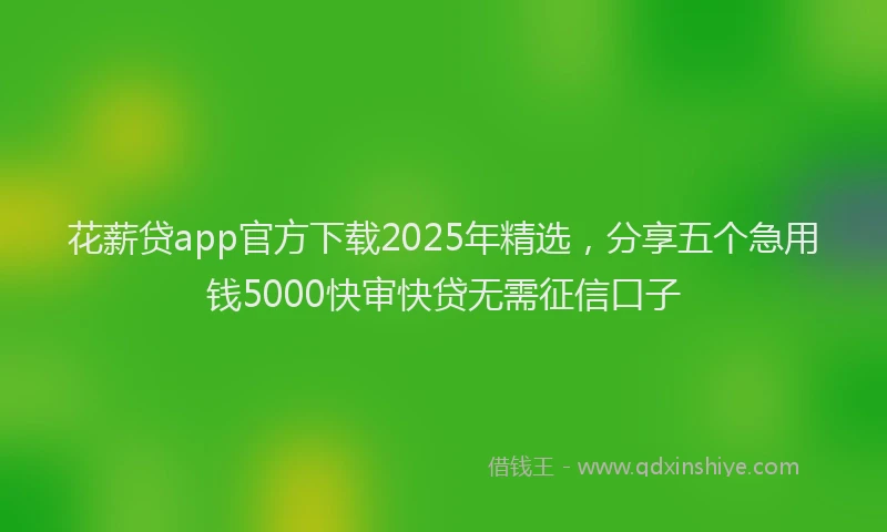 花薪贷app官方下载2025年精选，分享五个急用钱5000快审快贷无需征信口子