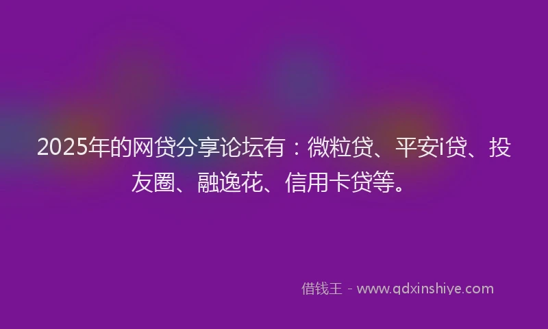 2025年的网贷分享论坛有：微粒贷、平安i贷、投友圈、融逸花、信用卡贷等。