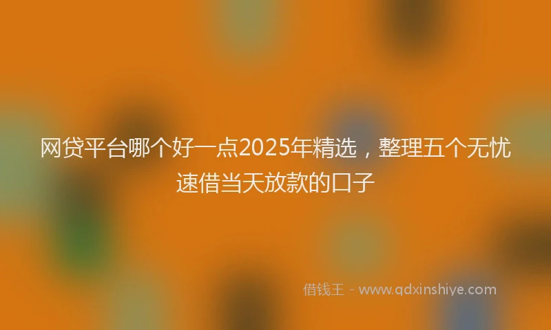 网贷平台哪个好一点2025年精选，整理五个无忧速借当天放款的口子