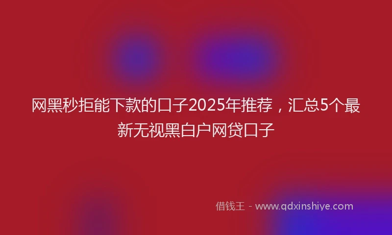 网黑秒拒能下款的口子2025年推荐，汇总5个最新无视黑白户网贷口子