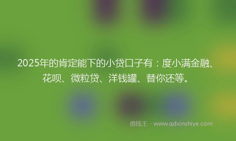 2025年的肯定能下的小贷口子有：度小满金融、花呗、微粒贷、洋钱罐、替你还等。
