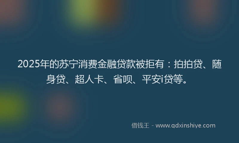 2025年的苏宁消费金融贷款被拒有：拍拍贷、随身贷、超人卡、省呗、平安i贷等。
