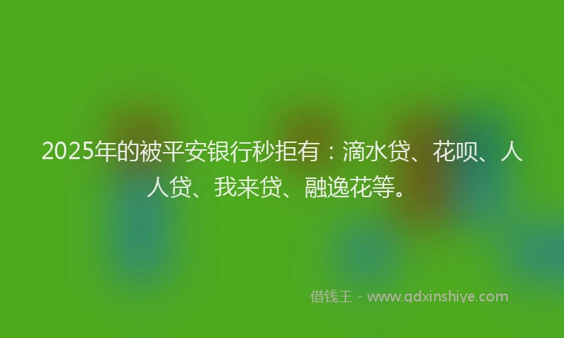 2025年的被平安银行秒拒有：滴水贷、花呗、人人贷、我来贷、融逸花等。