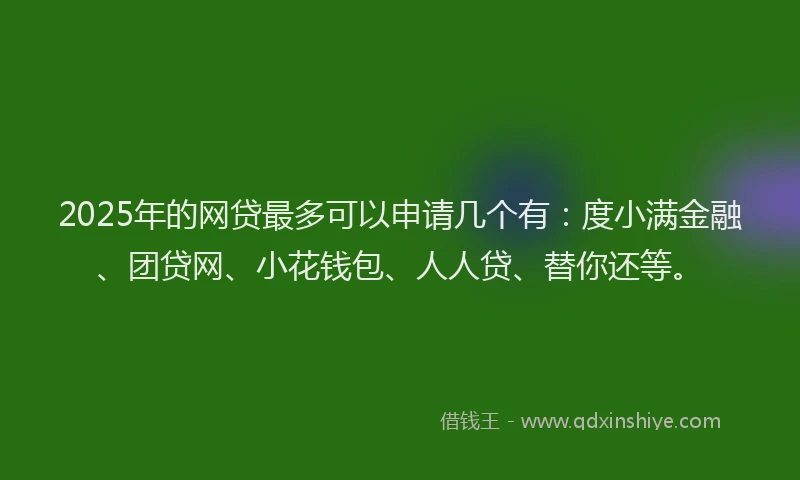 2025年的网贷最多可以申请几个有：度小满金融、团贷网、小花钱包、人人贷、替你还等。