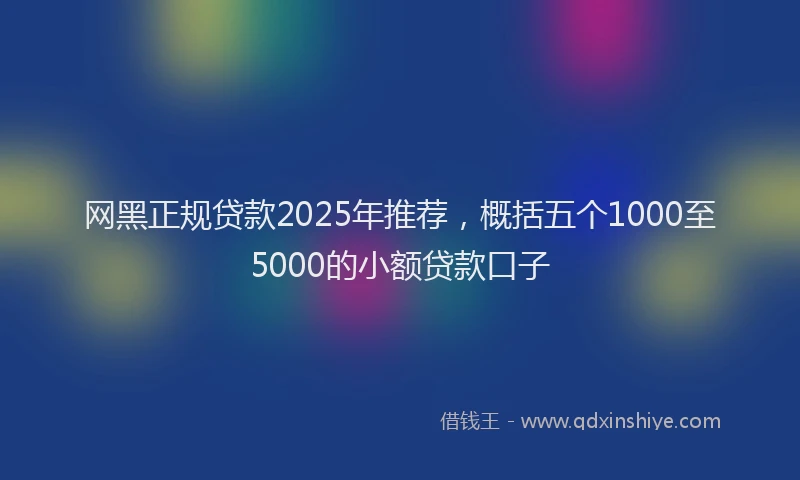 网黑正规贷款2025年推荐，概括五个1000至5000的小额贷款口子