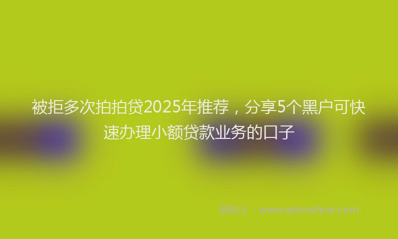 被拒多次拍拍贷2025年推荐，分享5个黑户可快速办理小额贷款业务的口子