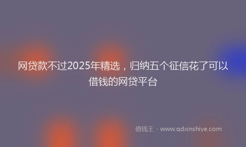 网贷款不过2025年精选，归纳五个征信花了可以借钱的网贷平台
