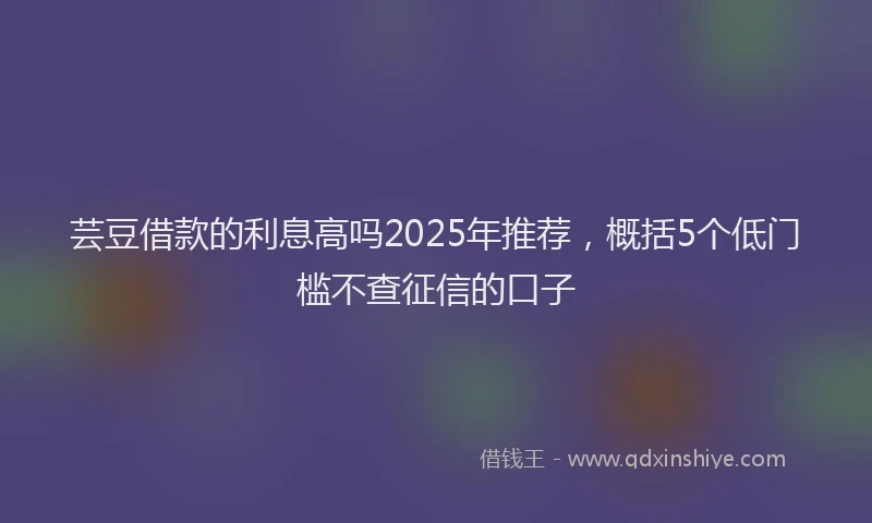 芸豆借款的利息高吗2025年推荐，概括5个低门槛不查征信的口子