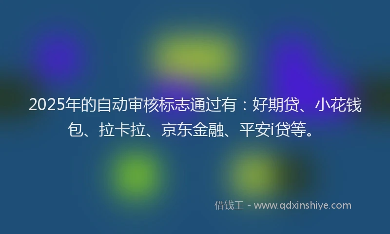2025年的自动审核标志通过有：好期贷、小花钱包、拉卡拉、京东金融、平安i贷等。