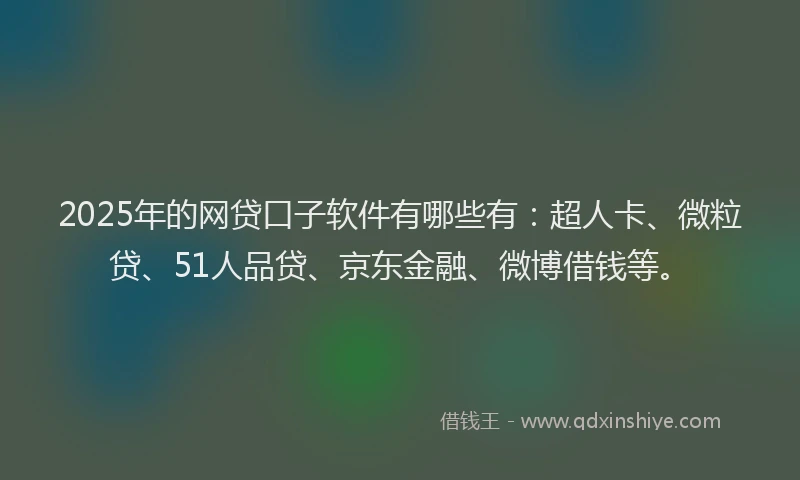 2025年的网贷口子软件有哪些有：超人卡、微粒贷、51人品贷、京东金融、微博借钱等。