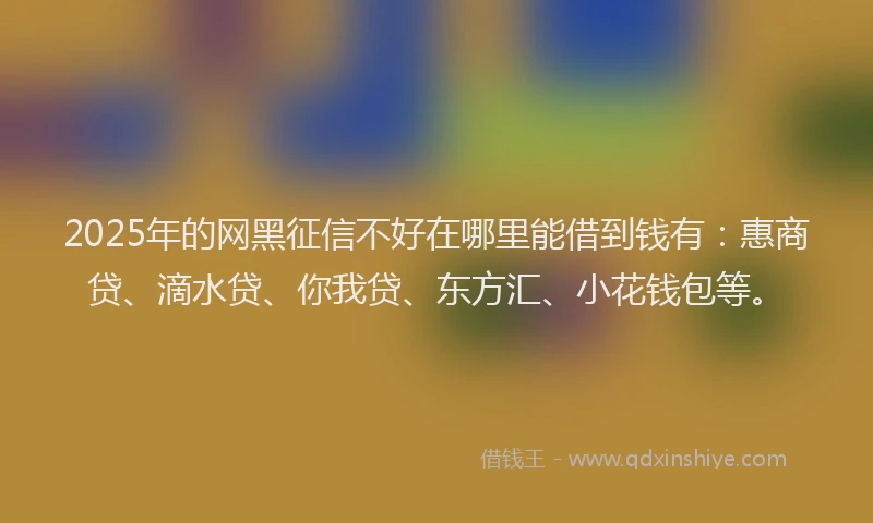 2025年的网黑征信不好在哪里能借到钱有：惠商贷、滴水贷、你我贷、东方汇、小花钱包等。