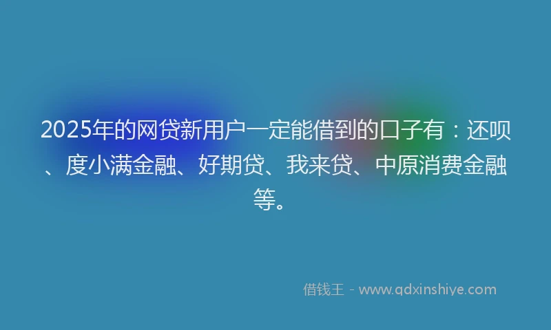 2025年的网贷新用户一定能借到的口子有：还呗、度小满金融、好期贷、我来贷、中原消费金融等。