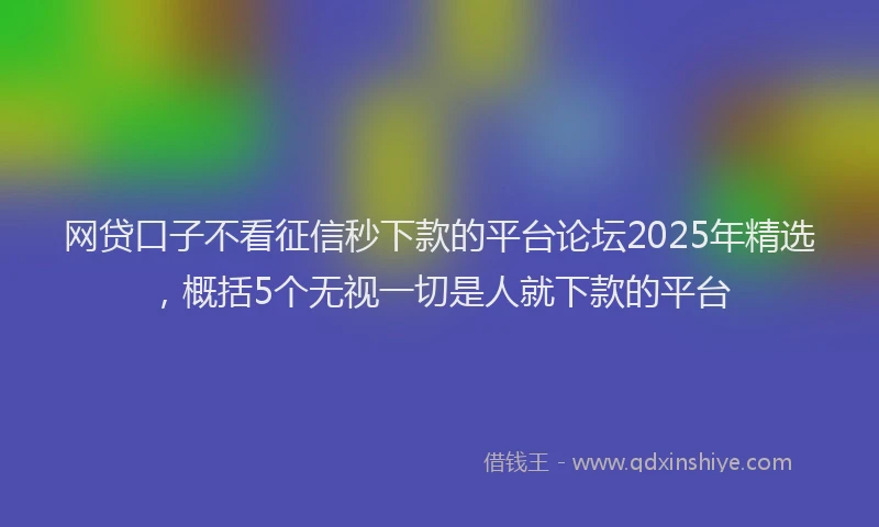 网贷口子不看征信秒下款的平台论坛2025年精选，概括5个无视一切是人就下款的平台