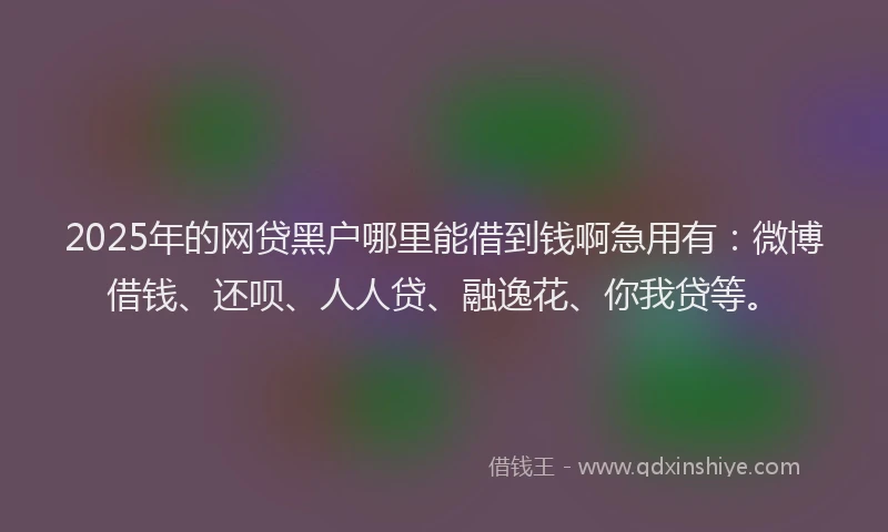 2025年的网贷黑户哪里能借到钱啊急用有：微博借钱、还呗、人人贷、融逸花、你我贷等。