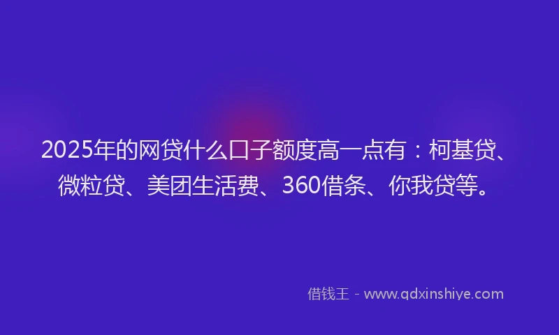 2025年的网贷什么口子额度高一点有：柯基贷、微粒贷、美团生活费、360借条、你我贷等。