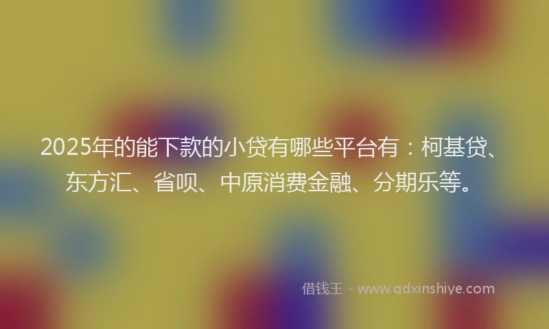 2025年的能下款的小贷有哪些平台有：柯基贷、东方汇、省呗、中原消费金融、分期乐等。