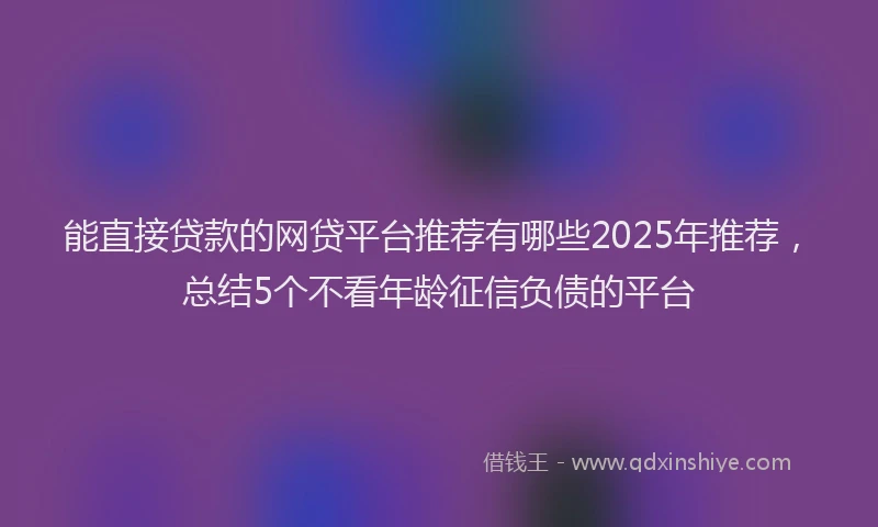 能直接贷款的网贷平台推荐有哪些2025年推荐，总结5个不看年龄征信负债的平台