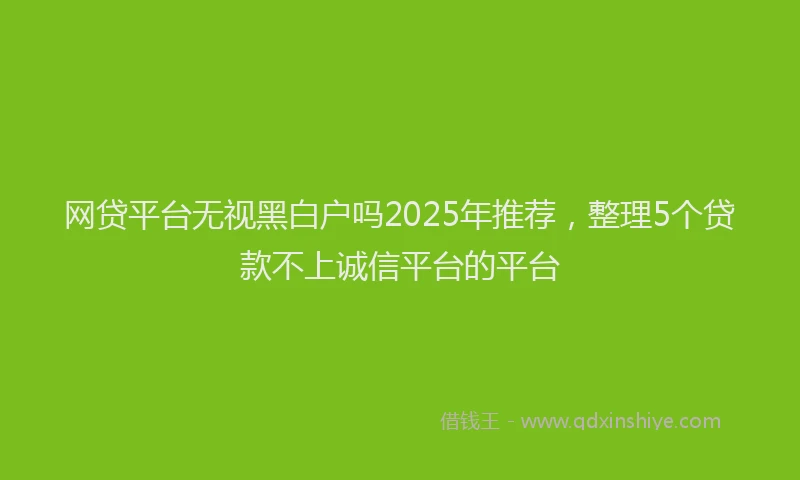 网贷平台无视黑白户吗2025年推荐，整理5个贷款不上诚信平台的平台