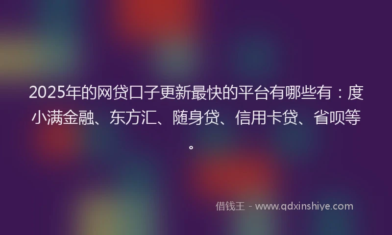 2025年的网贷口子更新最快的平台有哪些有：度小满金融、东方汇、随身贷、信用卡贷、省呗等。