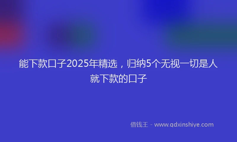 能下款口子2025年精选，归纳5个无视一切是人就下款的口子
