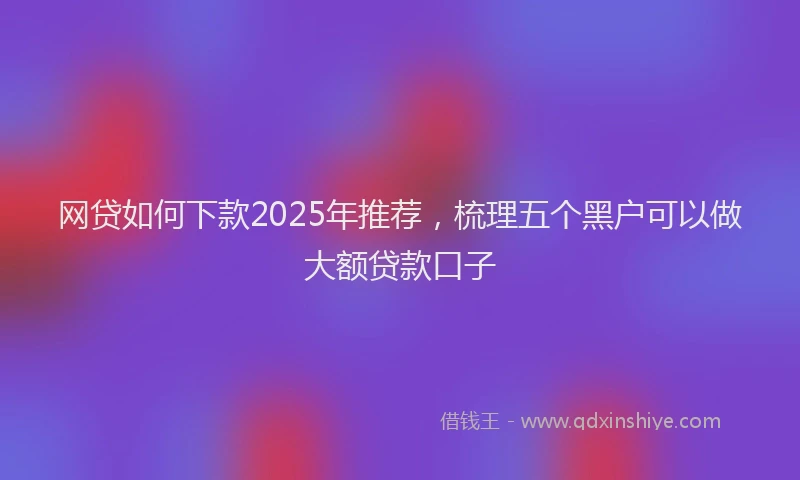 网贷如何下款2025年推荐，梳理五个黑户可以做大额贷款口子