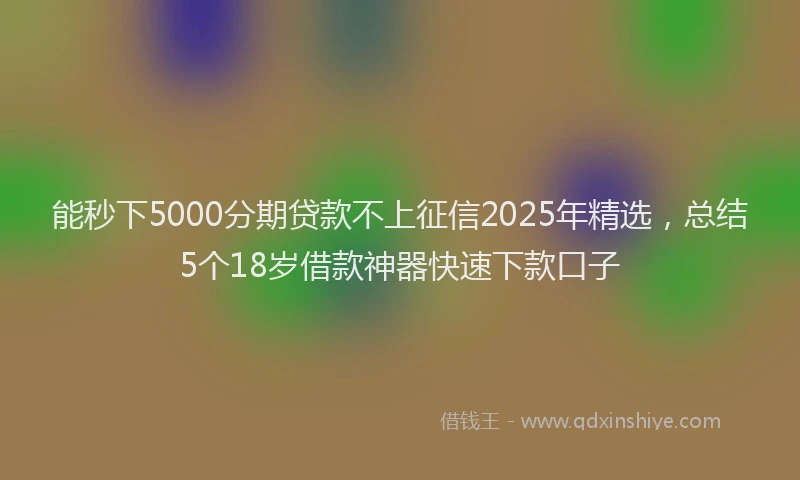 能秒下5000分期贷款不上征信2025年精选，总结5个18岁借款神器快速下款口子