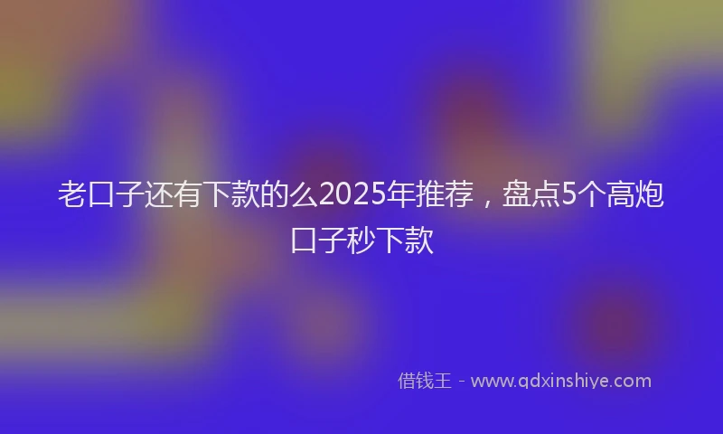 老口子还有下款的么2025年推荐，盘点5个高炮口子秒下款