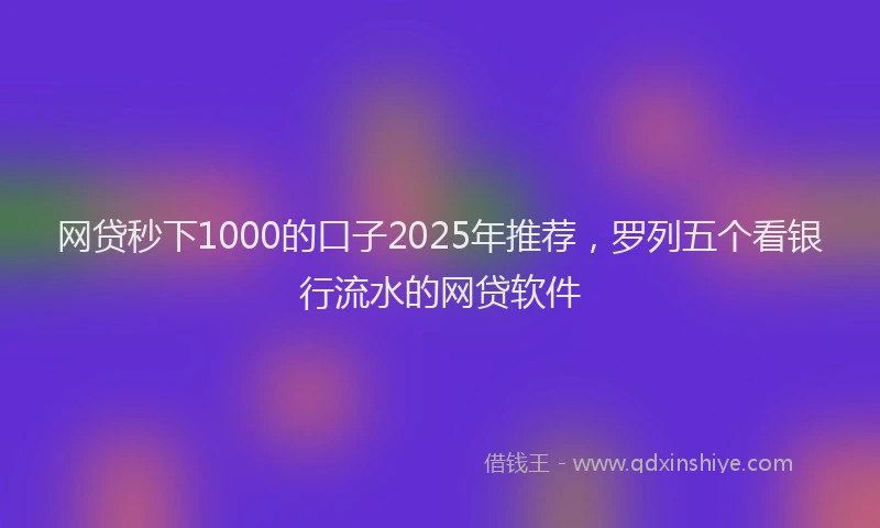 网贷秒下1000的口子2025年推荐，罗列五个看银行流水的网贷软件