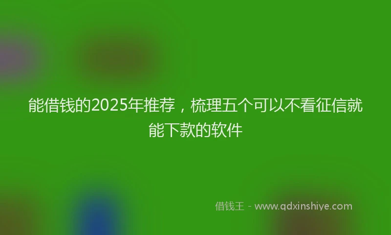 能借钱的2025年推荐，梳理五个可以不看征信就能下款的软件