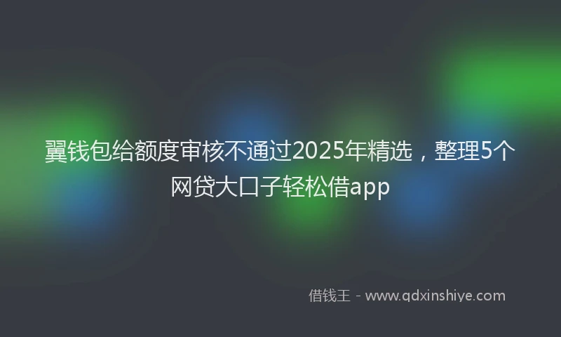 翼钱包给额度审核不通过2025年精选，整理5个网贷大口子轻松借app
