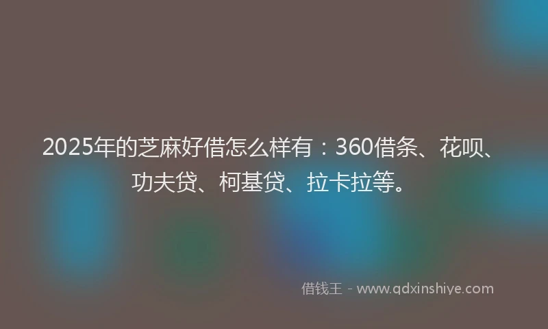 2025年的芝麻好借怎么样有：360借条、花呗、功夫贷、柯基贷、拉卡拉等。
