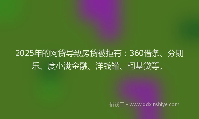 2025年的网贷导致房贷被拒有：360借条、分期乐、度小满金融、洋钱罐、柯基贷等。