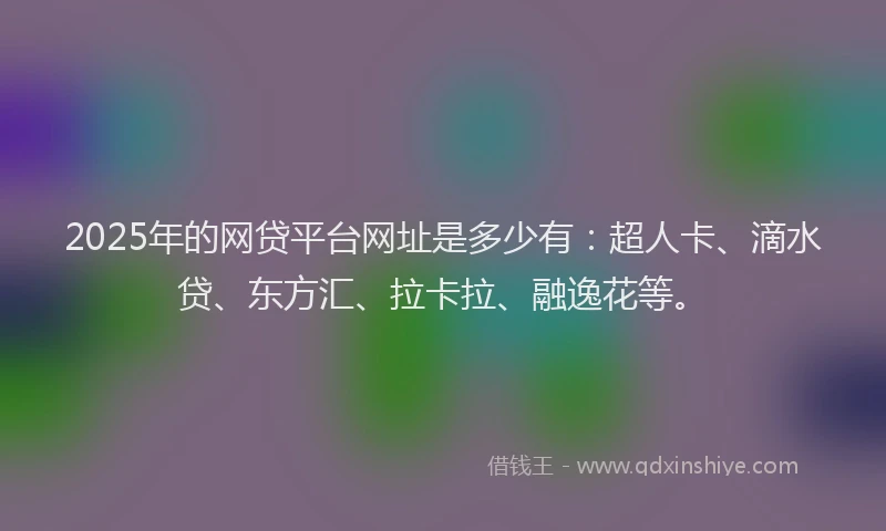 2025年的网贷平台网址是多少有：超人卡、滴水贷、东方汇、拉卡拉、融逸花等。