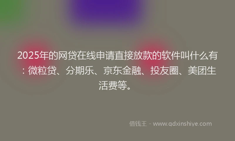 2025年的网贷在线申请直接放款的软件叫什么有：微粒贷、分期乐、京东金融、投友圈、美团生活费等。