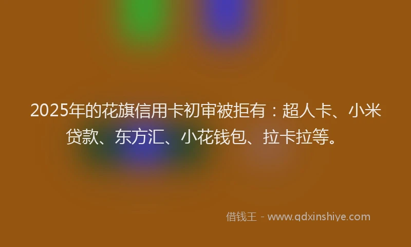 2025年的花旗信用卡初审被拒有：超人卡、小米贷款、东方汇、小花钱包、拉卡拉等。