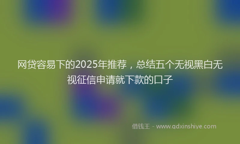 网贷容易下的2025年推荐，总结五个无视黑白无视征信申请就下款的口子