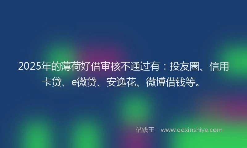 2025年的薄荷好借审核不通过有：投友圈、信用卡贷、e微贷、安逸花、微博借钱等。