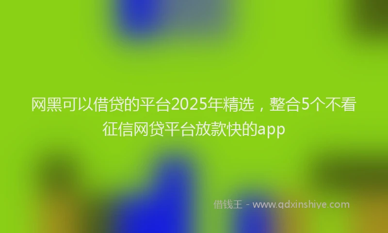 网黑可以借贷的平台2025年精选，整合5个不看征信网贷平台放款快的app