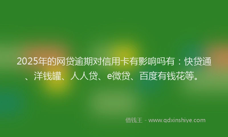 2025年的网贷逾期对信用卡有影响吗有：快贷通、洋钱罐、人人贷、e微贷、百度有钱花等。