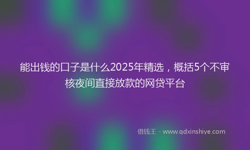 能出钱的口子是什么2025年精选，概括5个不审核夜间直接放款的网贷平台