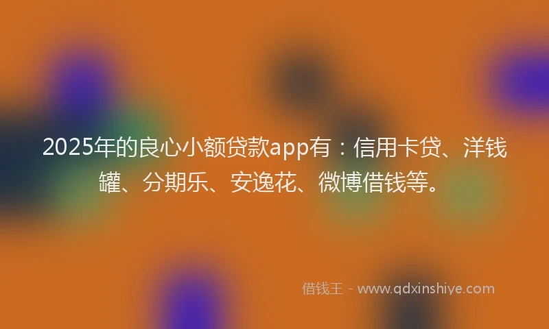 2025年的良心小额贷款app有：信用卡贷、洋钱罐、分期乐、安逸花、微博借钱等。