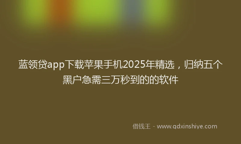 蓝领贷app下载苹果手机2025年精选，归纳五个黑户急需三万秒到的的软件